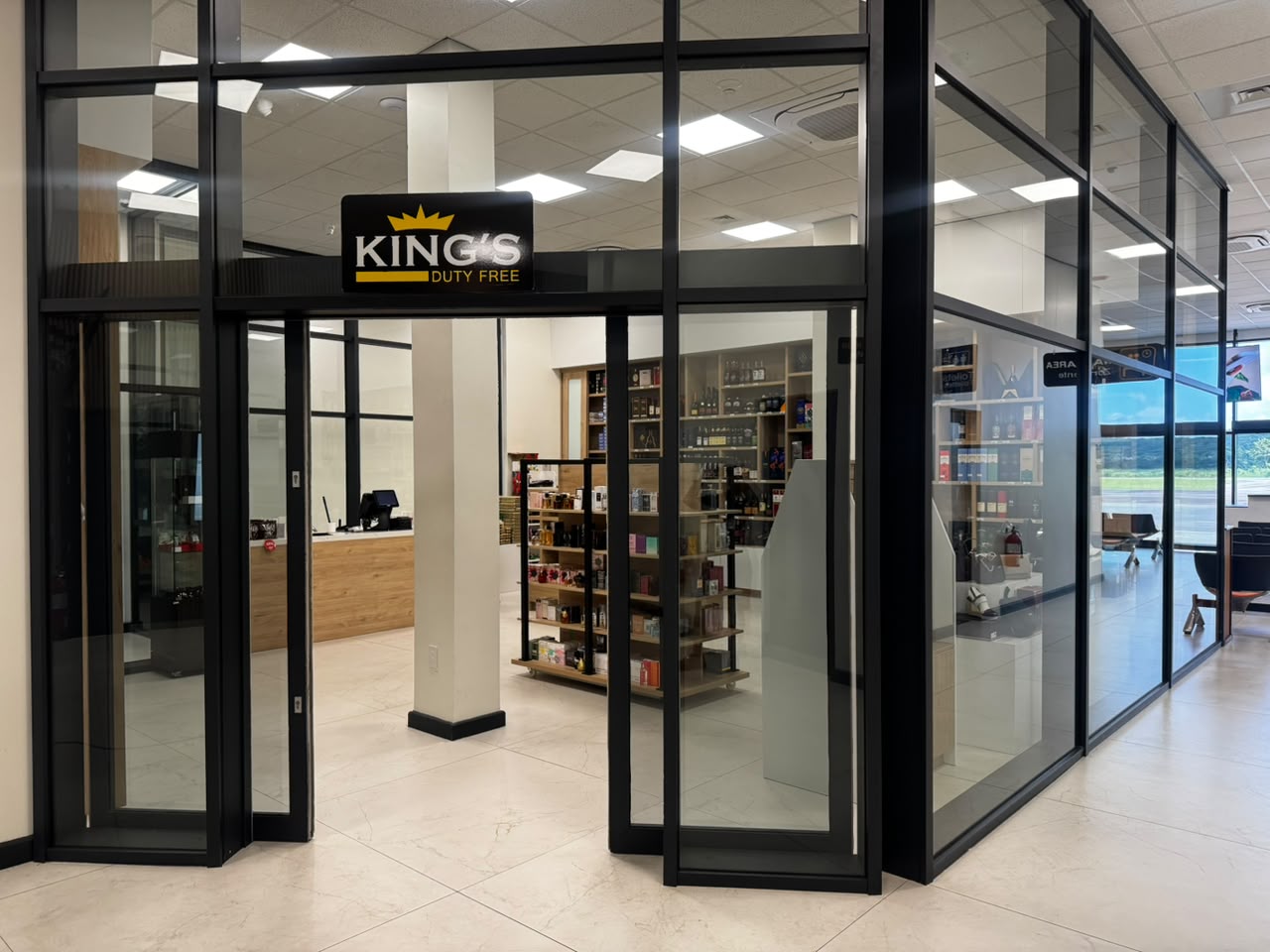 The King's Duty Free shop front inside the EAG terminal